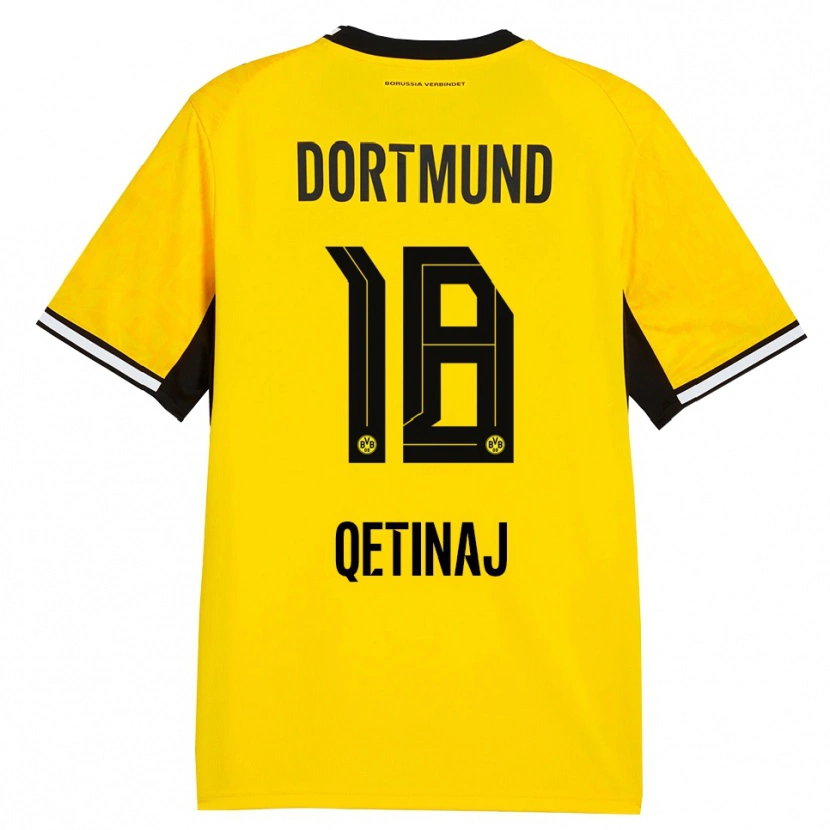 Danxen Heren Edon Qetinaj #18 Geel Zwart Wit Thuisshirt Thuistenue 2026/27 T-Shirt België