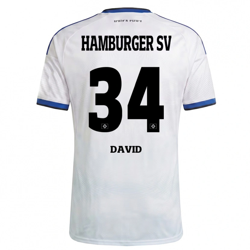 Danxen Heren Jonas David #34 Wit Zwart Blauw Thuisshirt Thuistenue 2026/27 T-Shirt België