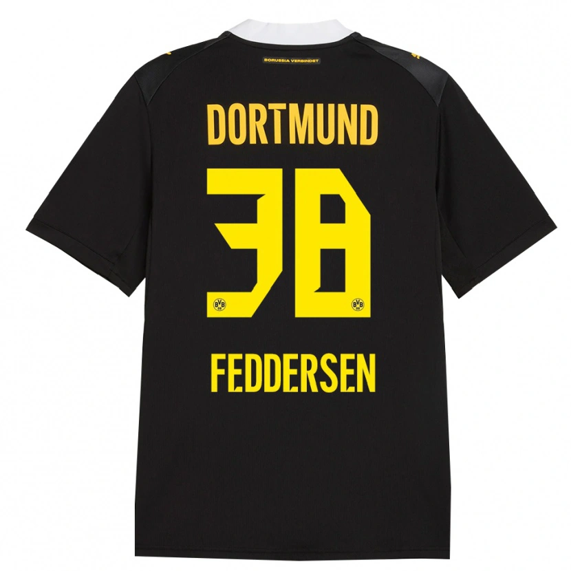 Danxen Heren Jonas Feddersen #38 Zwart Rood Geel Uitshirt Uittenue 2026/27 T-Shirt België