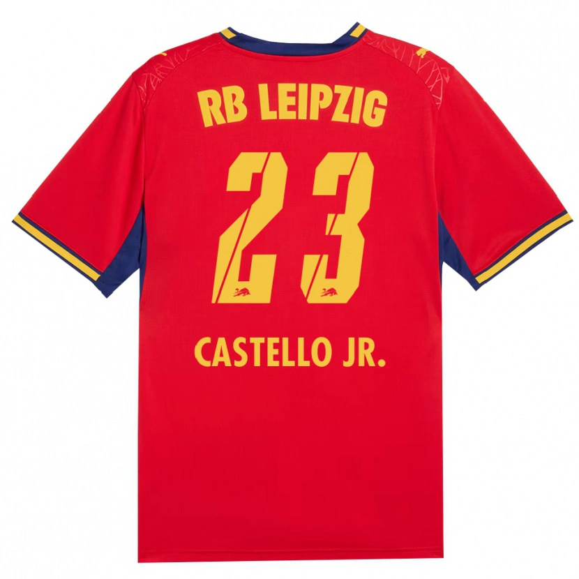 Danxen Heren Castello Lukeba #23 Rood Geel Koninklijk Blauw Uitshirt Uittenue 2026/27 T-Shirt België
