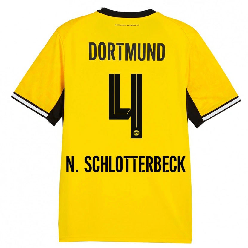 Danxen Dames Nico Schlotterbeck #4 Geel Zwart Wit Thuisshirt Thuistenue 2026/27 T-Shirt België