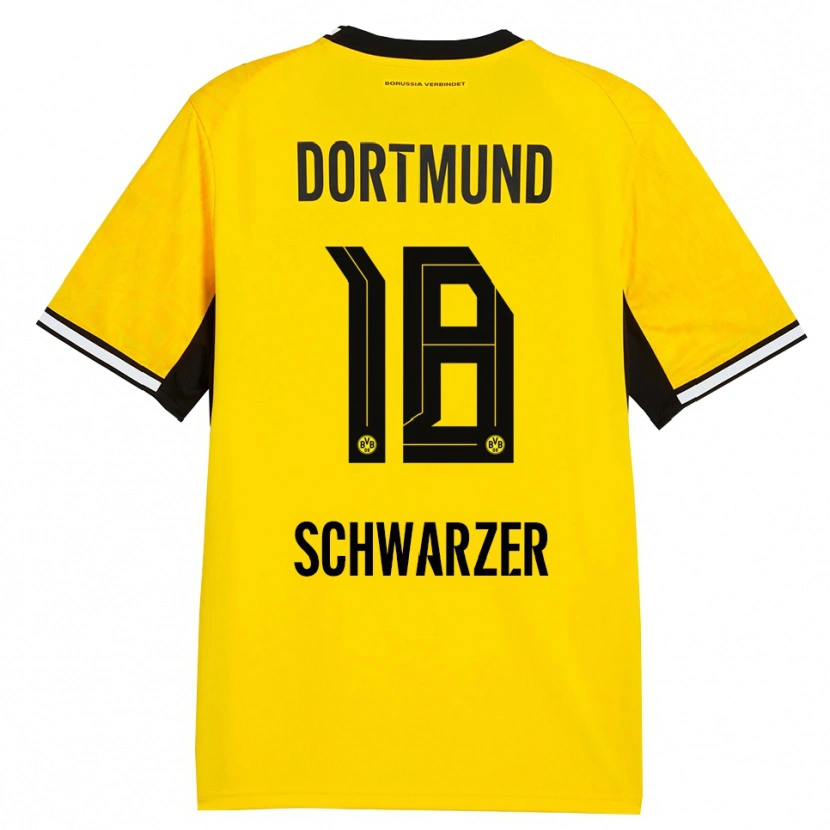 Danxen Dames Jonas Schwarzer #18 Geel Zwart Wit Thuisshirt Thuistenue 2026/27 T-Shirt België