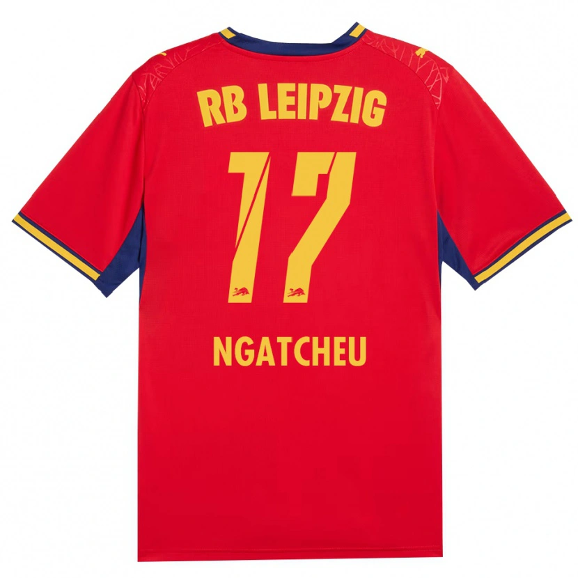 Danxen Dames Yohan Ngatcheu #17 Rood Geel Koninklijk Blauw Uitshirt Uittenue 2026/27 T-Shirt België