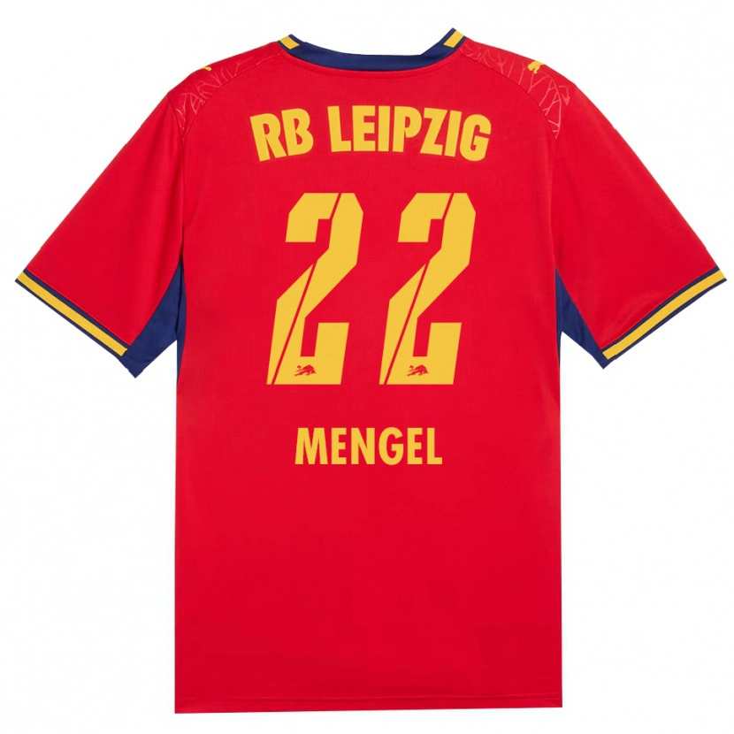 Danxen Dames Luca Mengel #22 Rood Geel Koninklijk Blauw Uitshirt Uittenue 2026/27 T-Shirt België
