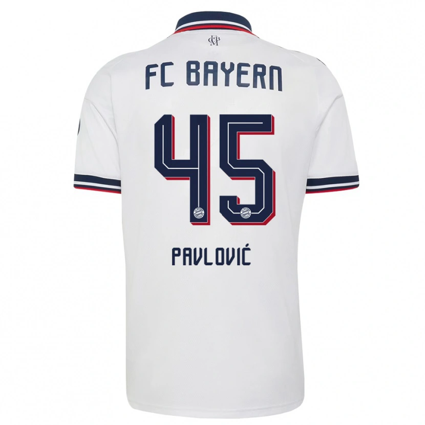 Danxen Dames Aleksandar Pavlovic #45 Wit Grijs Rood Uitshirt Uittenue 2026/27 T-Shirt België
