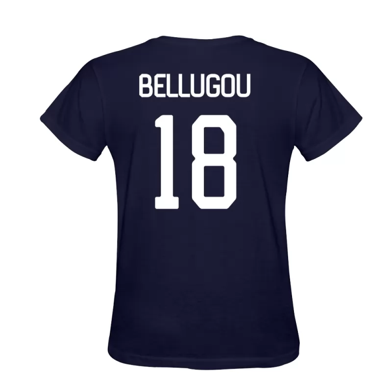 Heren Francois Bellugou #18 Donkerblauw Voetbalshirt T-shirt Ontwerp Shirt België