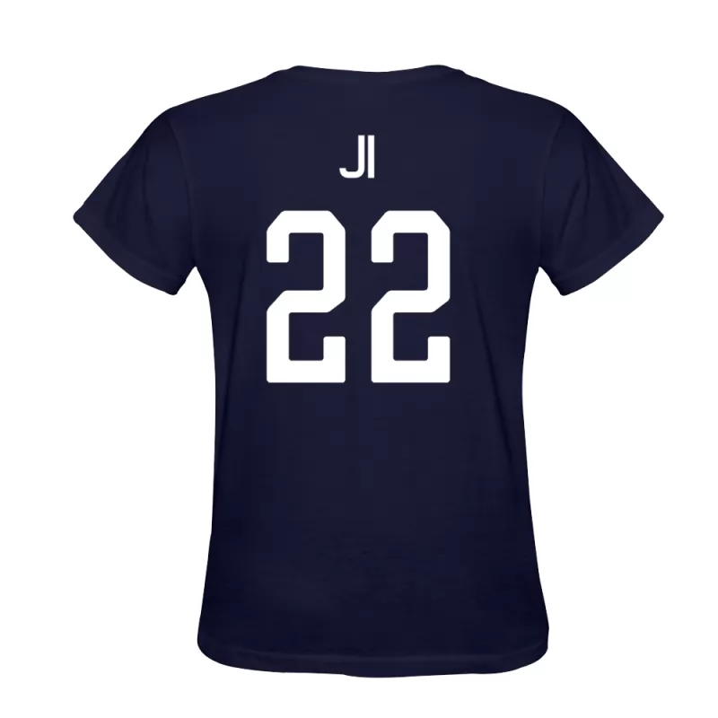 Heren Ji Xiaoxuan #22 Donkerblauw Voetbalshirt T-shirt Ontwerp Shirt België