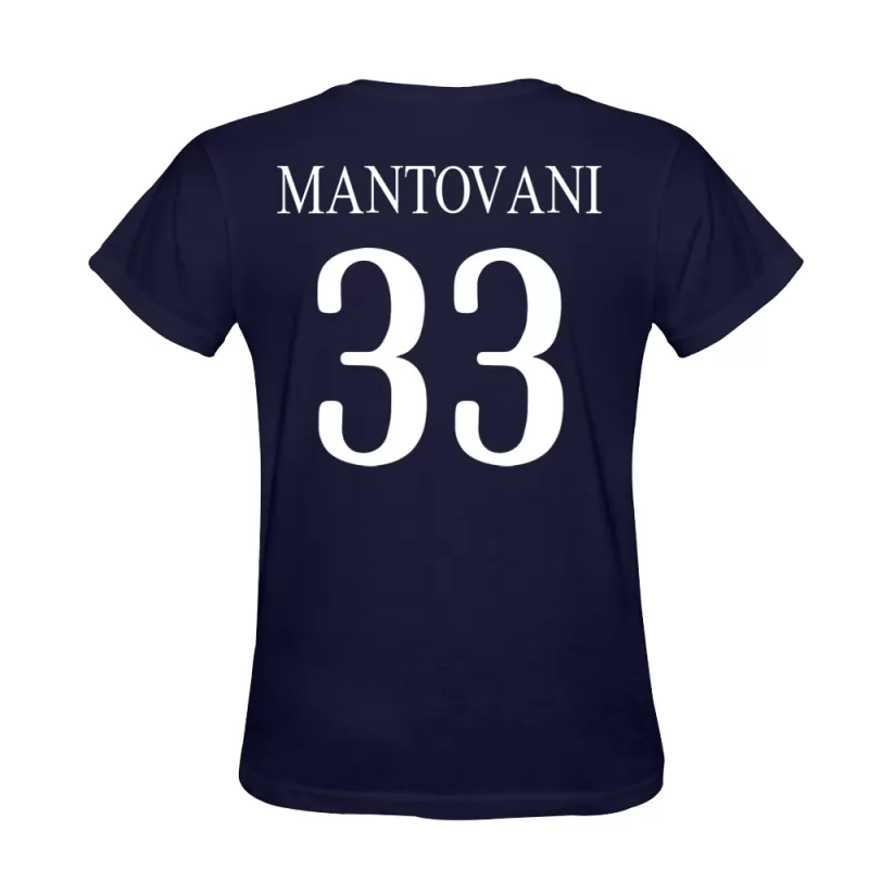 Heren Luca Mantovani #33 Donkerblauw Voetbalshirt T-shirt Ontwerp Shirt België
